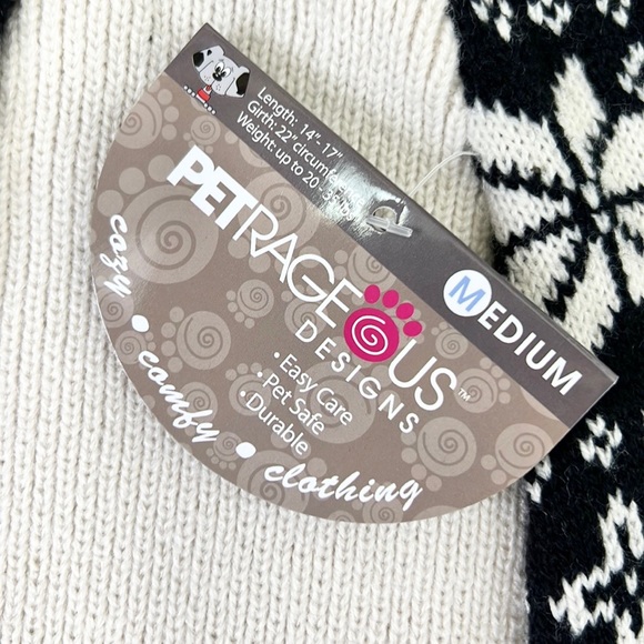 PETRAGEOUS |🐶🧶Black Cream Fair Isle Nordic Turtleneck Dog Sweater MEDIUM ✨NWT✨ - Picture 4 of 6